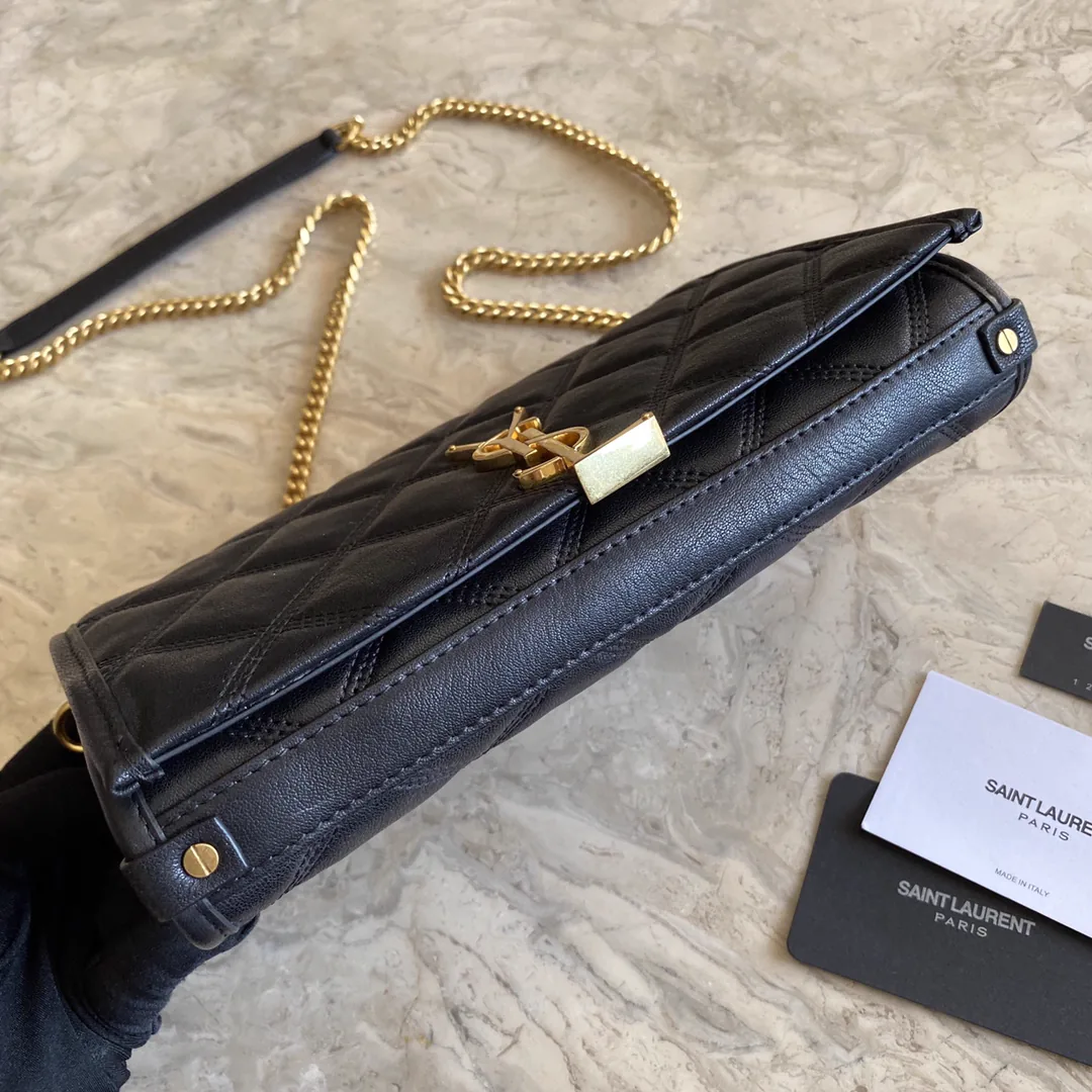 Reference image illustrating Replica YSL Becky Double-Zip Pouch in Quilted Matte Leather – Style & Design Guide