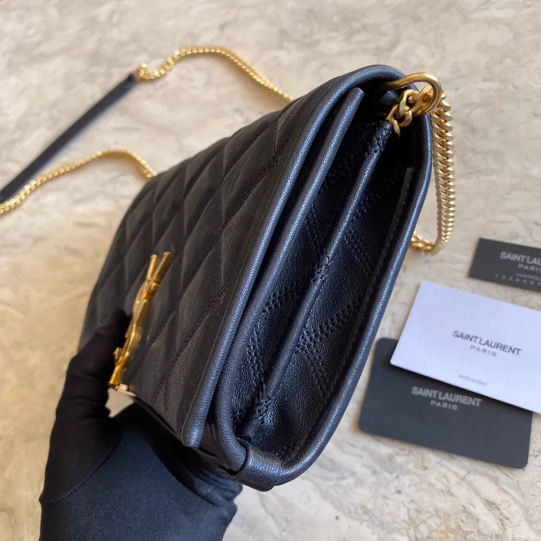 Reference image illustrating Replica YSL Becky Double-Zip Pouch in Quilted Matte Leather – Style & Design Guide