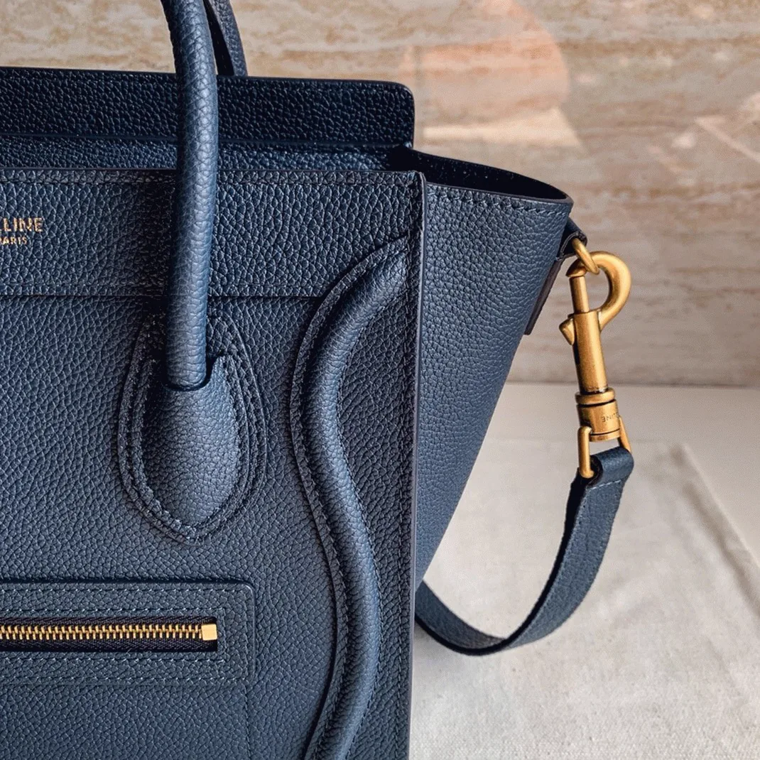 Reference image illustrating Replica Celine Nano Luggage Tote Bag in Navy Blue – Style & Design Guide