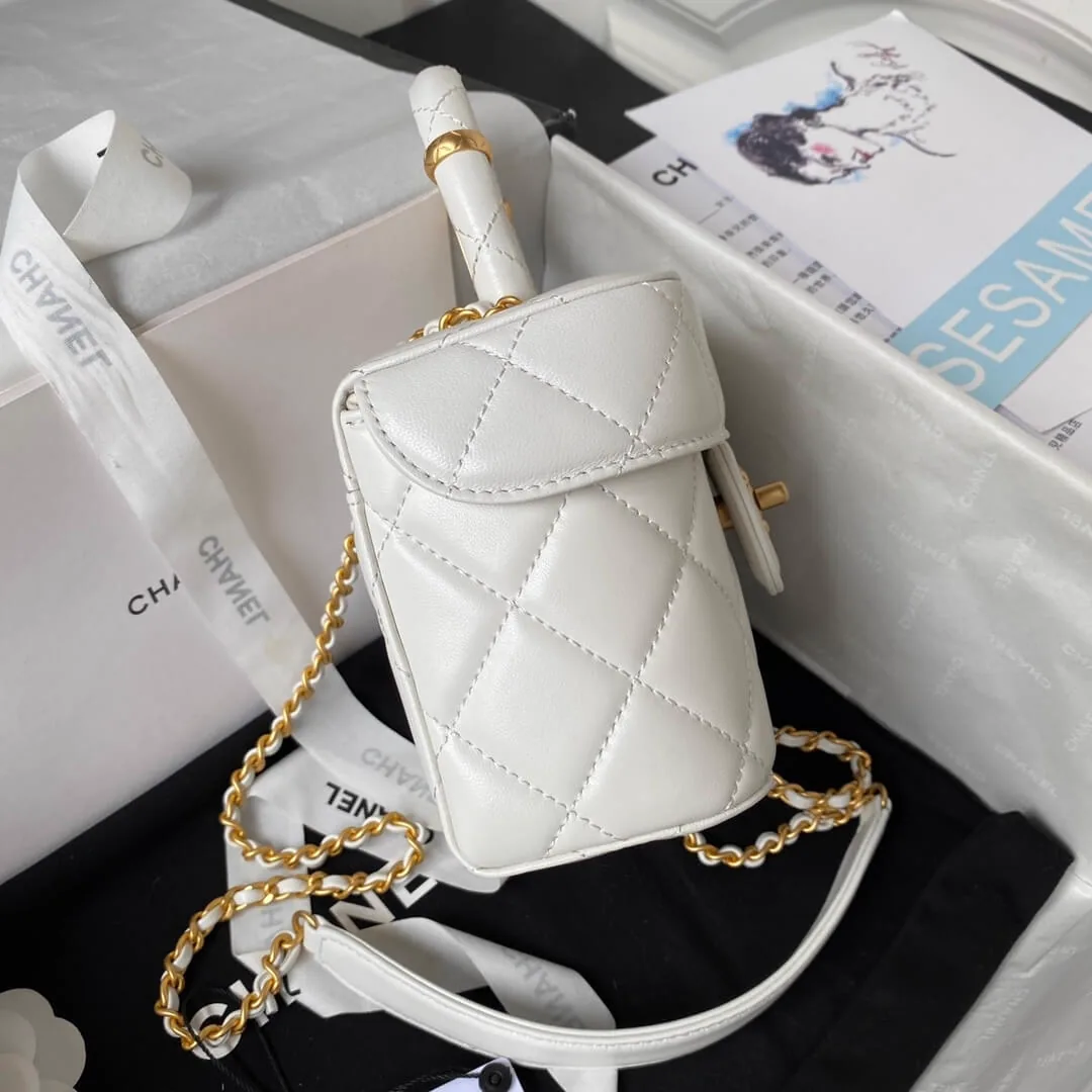 Replica Chanel 23S Handle Cosmetic Bag in White Lambskin – Style AS3973 thumbnail