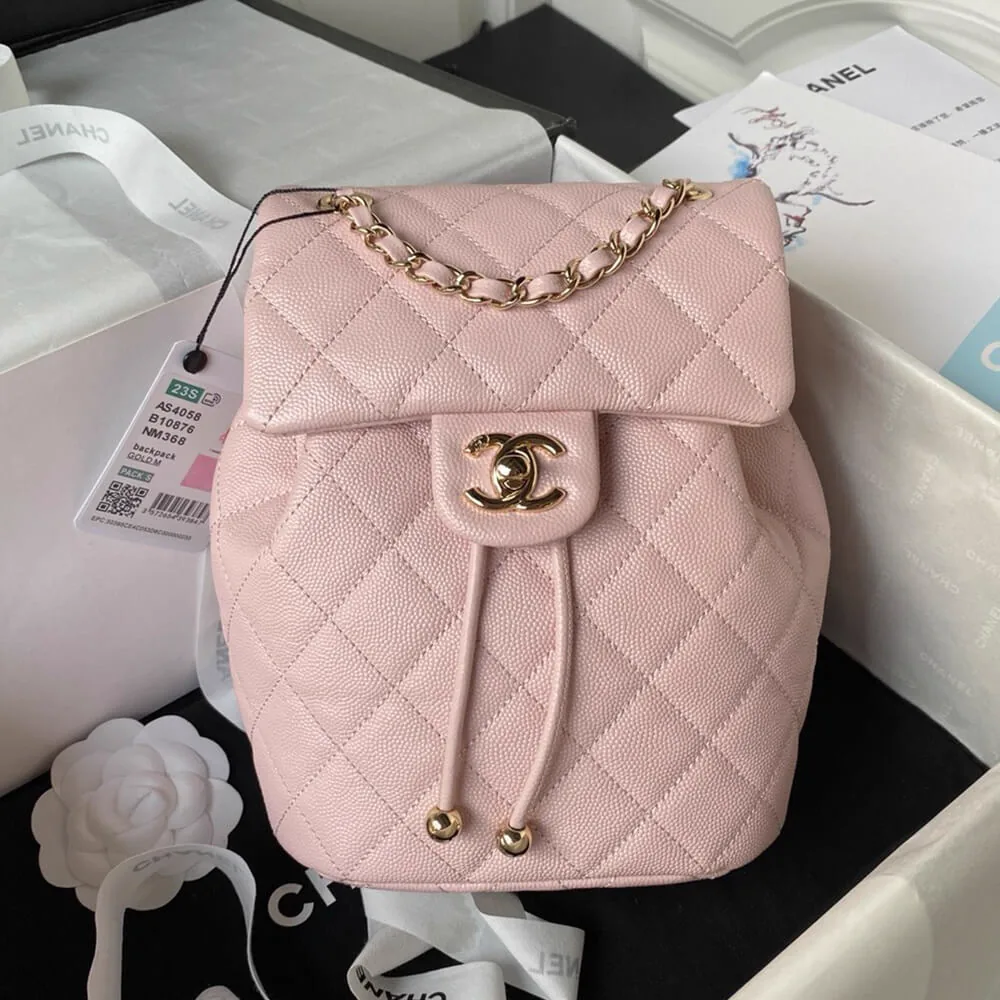 Replica Chanel Backpack AS4058 Light Pink Grained Calfskin Gold-Tone Metal thumbnail