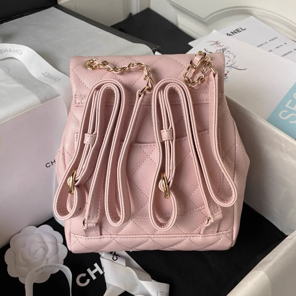 Reference image illustrating Replica Chanel Backpack AS4058 Light Pink Grained Calfskin Gold-Tone Metal
