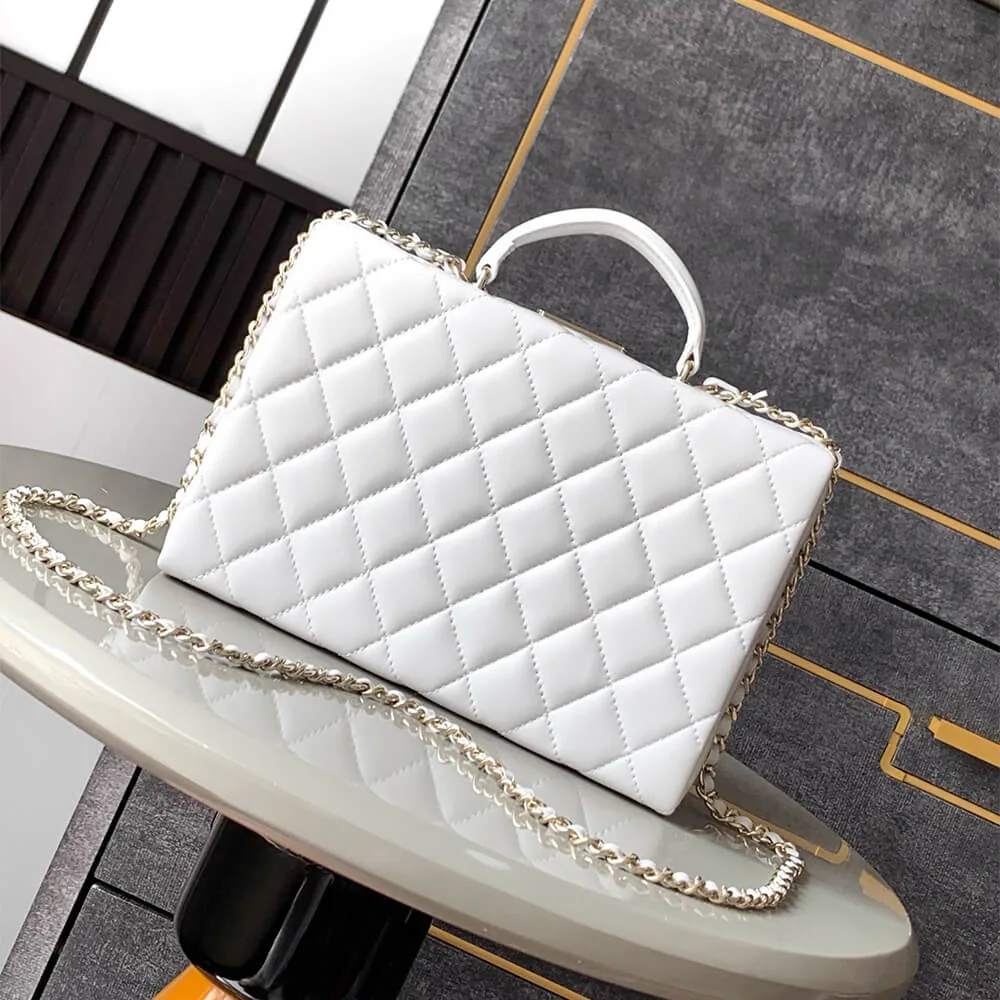 Reference image illustrating Replica CHANEL Box Pack Bag in Lambskin and Gold-Tone Metal (Style AS5168)