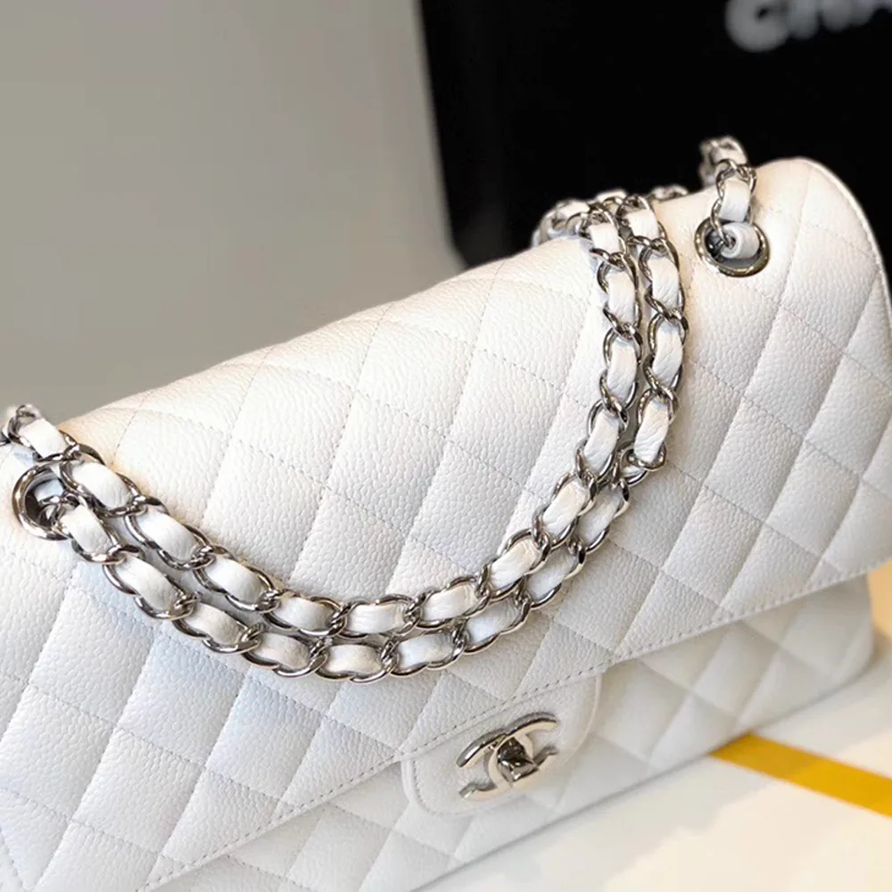 Reference image illustrating Replica Chanel Classic Flap Handbag A01112 White Medium – Design, History & Styling Guide