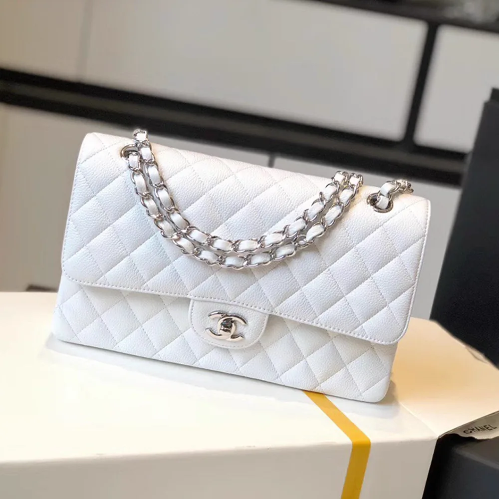 Reference image illustrating Replica Chanel Classic Flap Handbag A01112 White Medium – Design, History & Styling Guide