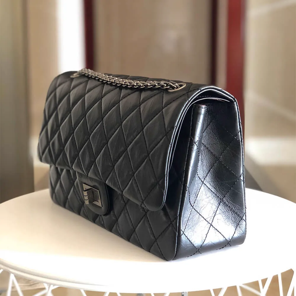 Reference image illustrating Replica Chanel 2.55 Large Handbag in Aged Calfskin – A Style Icon Reimagined