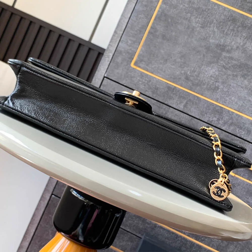 Reference image illustrating Replica CHANEL Long Flap Bag in Light Blue Grained Calfskin