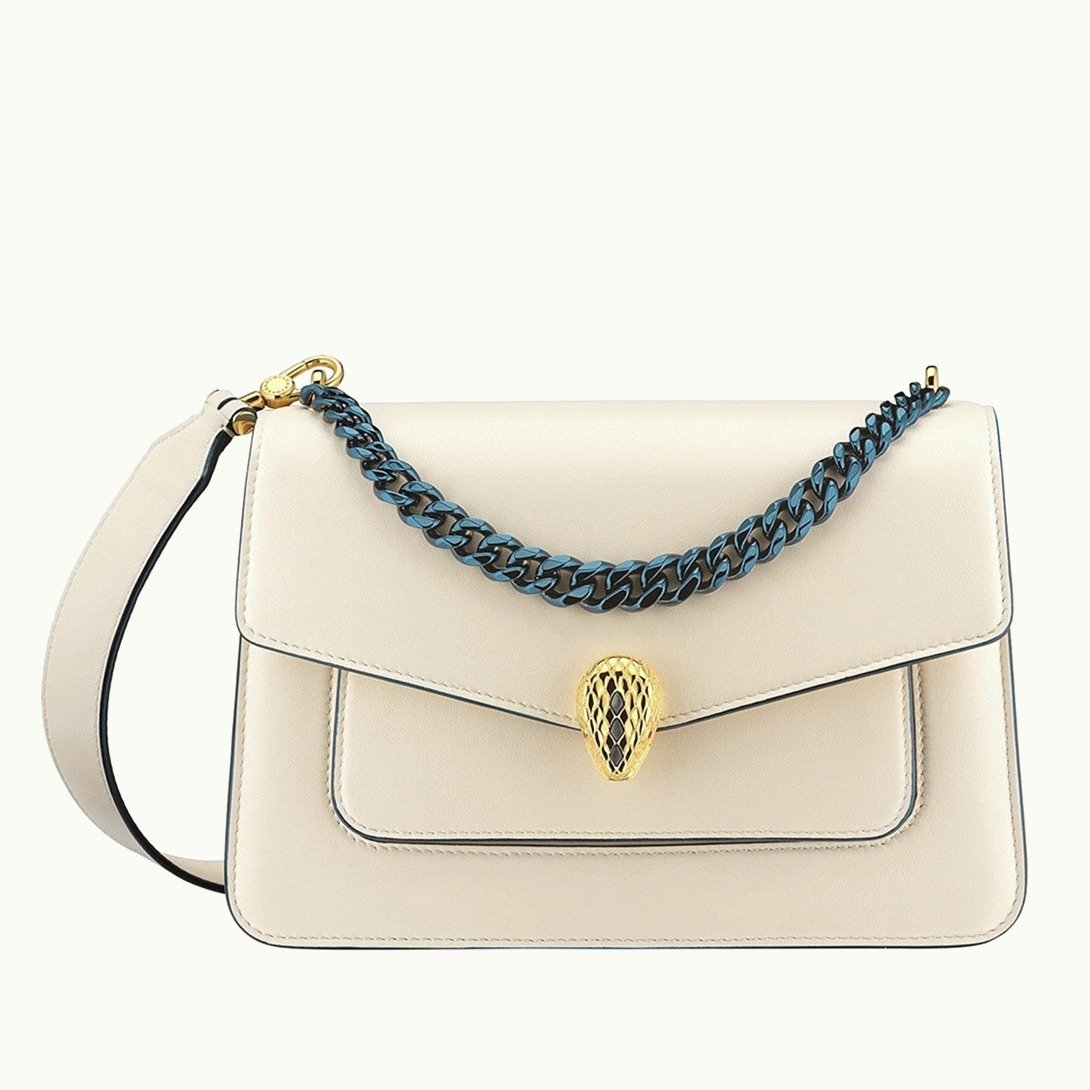 Replica Bvlgari Serpenti Forever Medium Crossbody Bag with Chain in White thumbnail