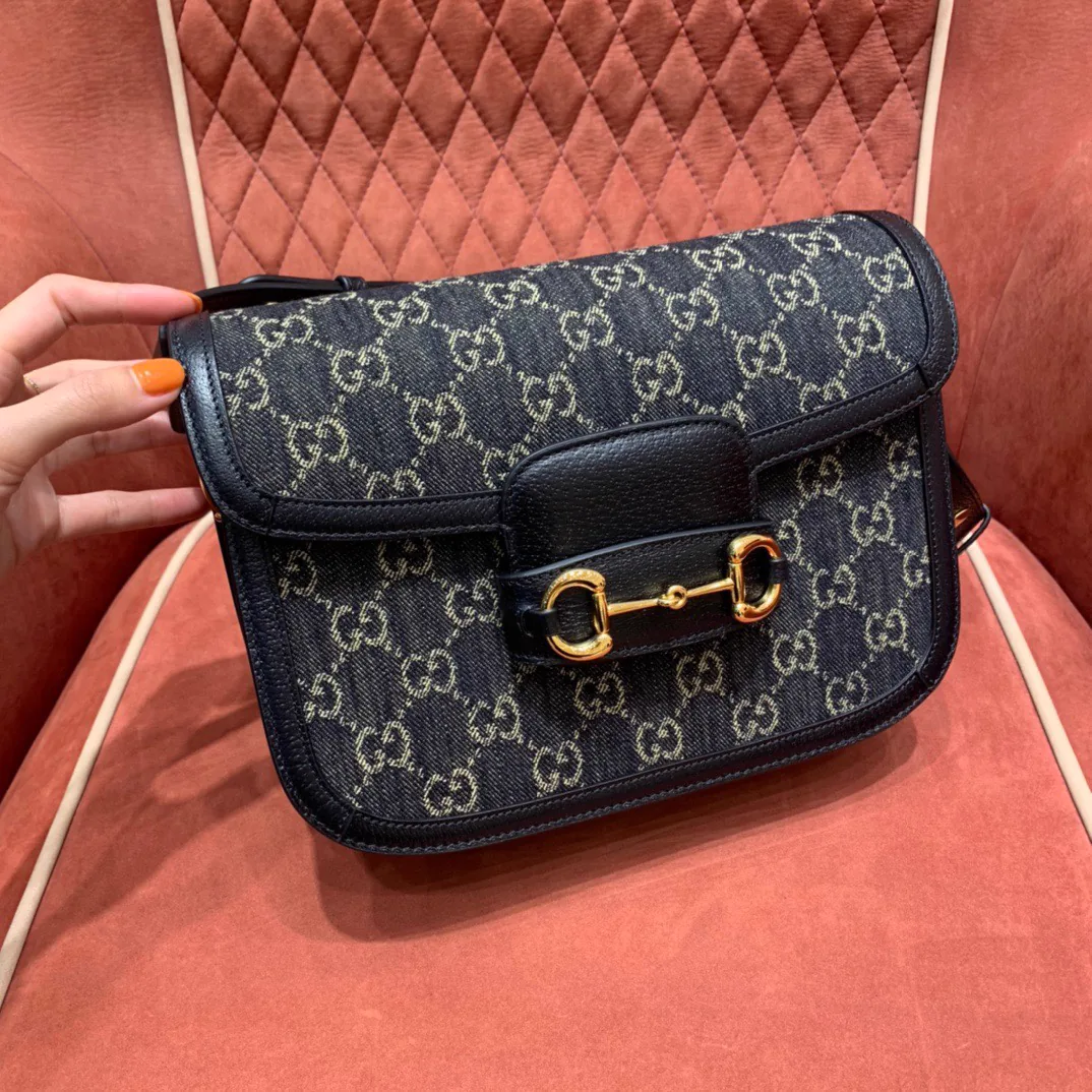 Replica Gucci GG Denim Shoulder Bag – 602204 Style in Blue Denim Canvas thumbnail