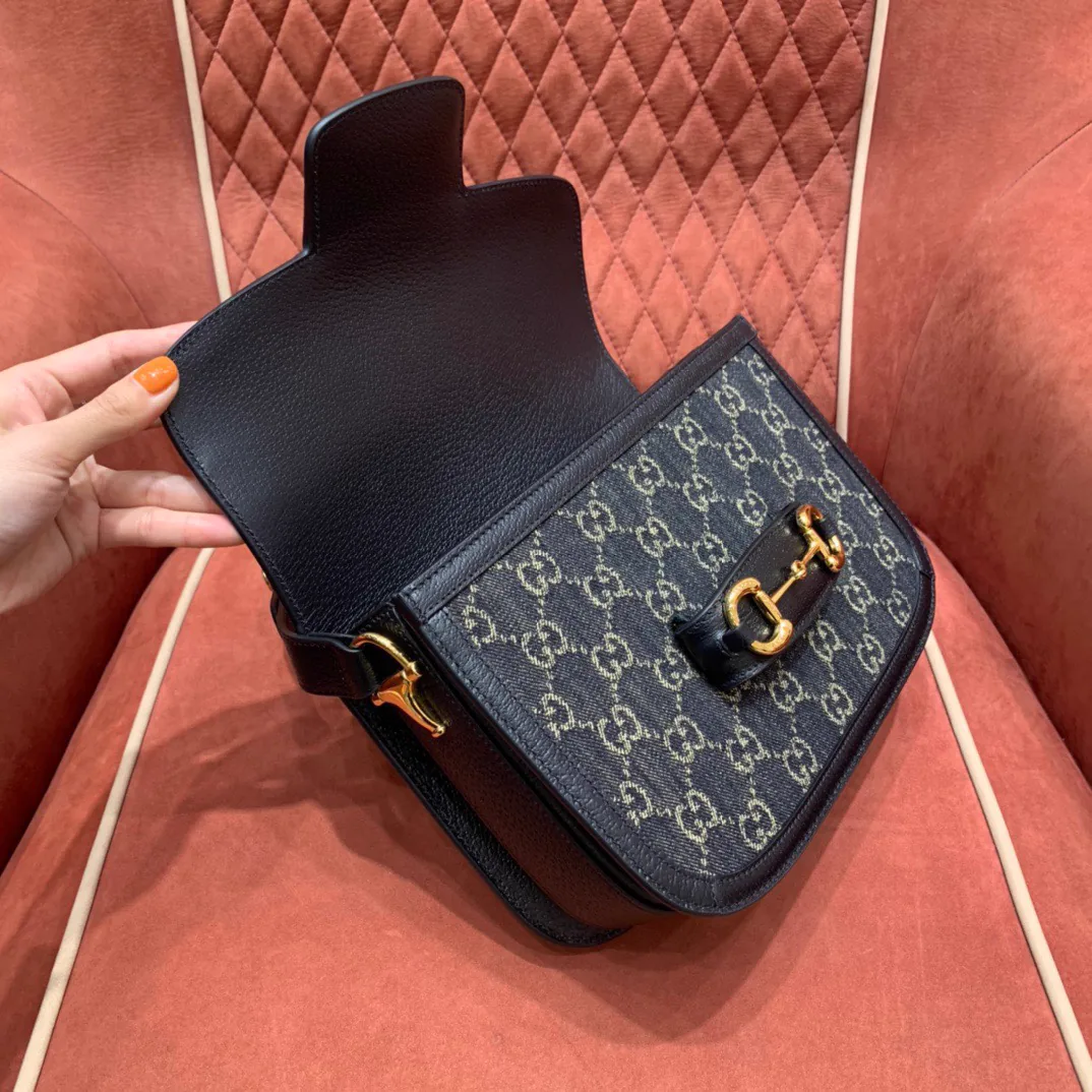 Reference image illustrating Replica Gucci GG Denim Shoulder Bag – 602204 Style in Blue Denim Canvas