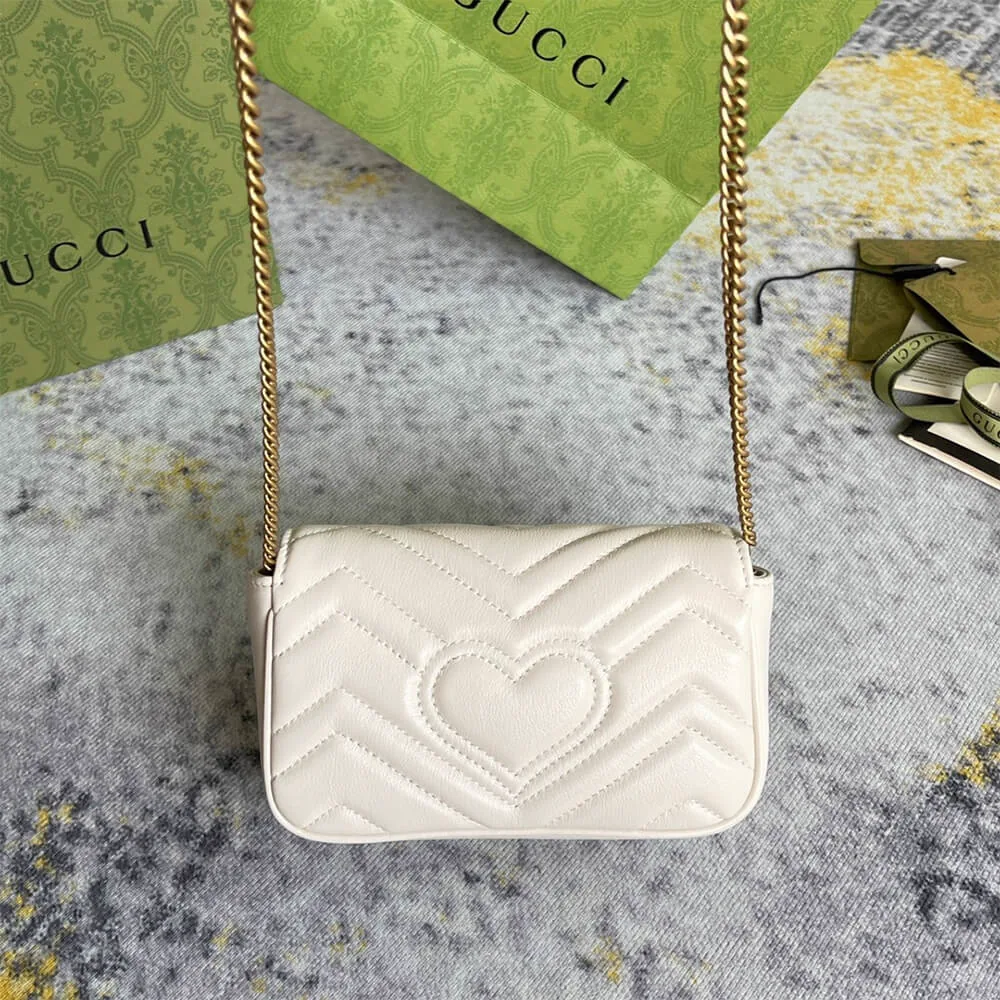 Reference image illustrating Replica Gucci GG Marmont Matelassé Leather Super Mini Bag – Iconic Chevron Design