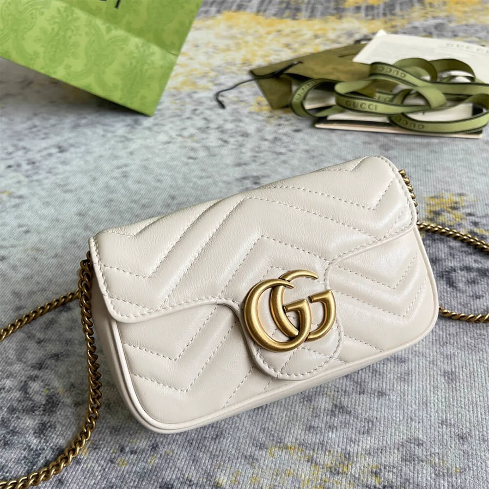 Reference image illustrating Replica Gucci GG Marmont Matelassé Leather Super Mini Bag – Iconic Chevron Design