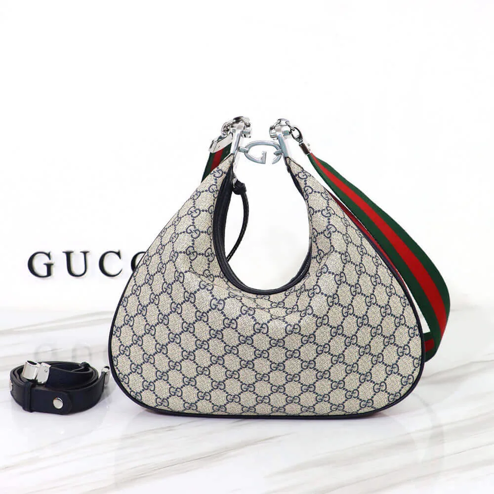 Replica Gucci Attaché Large Shoulder Bag – Beige and Blue GG Supreme Canvas thumbnail