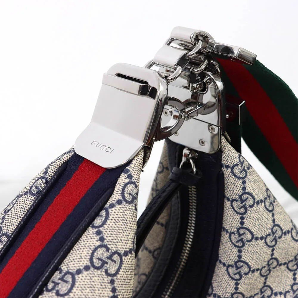 Reference image illustrating Replica Gucci Attaché Large Shoulder Bag – Beige and Blue GG Supreme Canvas