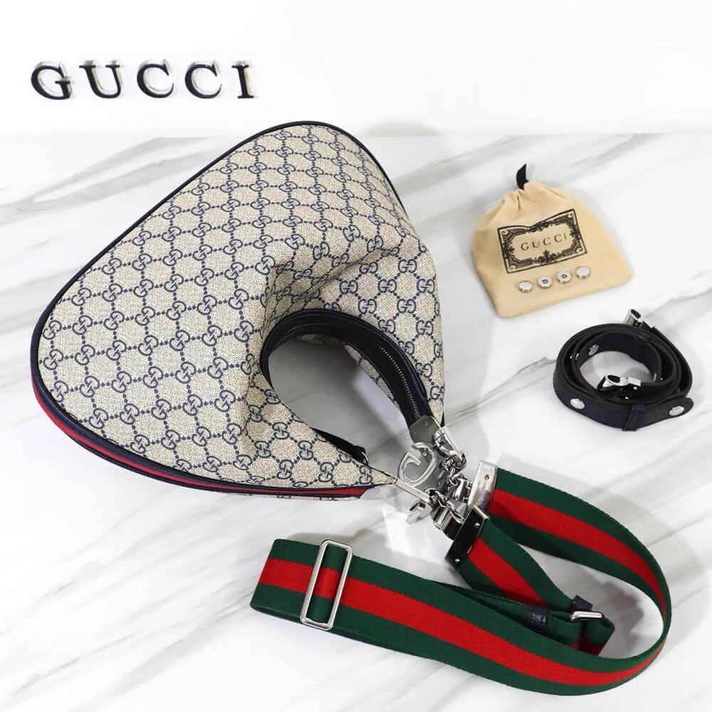 Reference image illustrating Replica Gucci Attaché Large Shoulder Bag – Beige and Blue GG Supreme Canvas