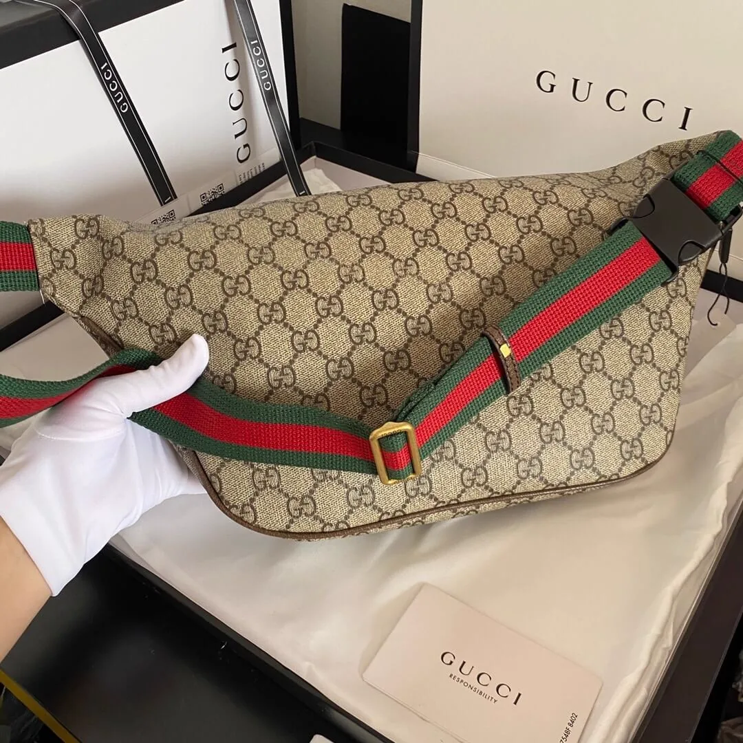 Replica Gucci GG Supreme Belt Bag 529711 – Iconic Crossbody in Beige and Ebony Canvas thumbnail
