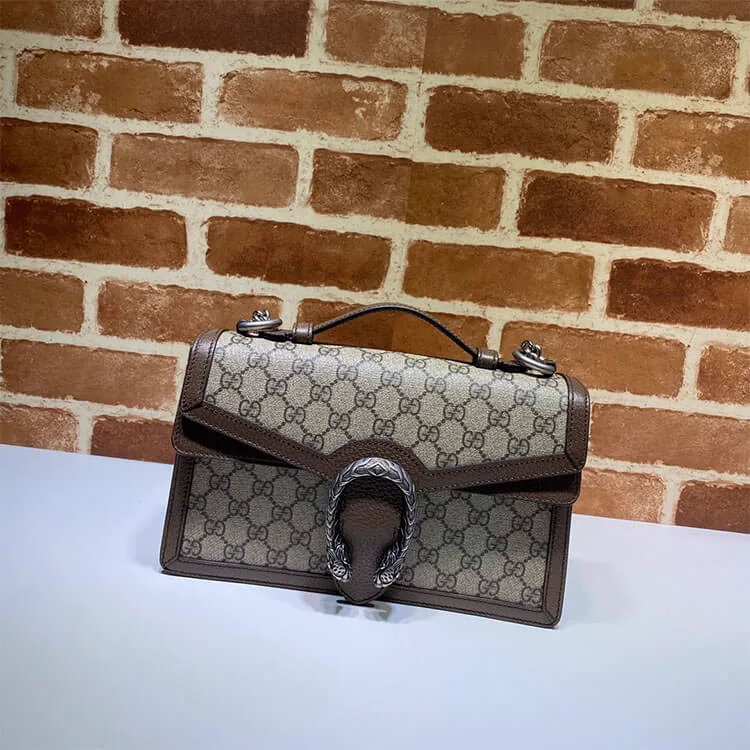 Reference image illustrating Replica Gucci Dionysus GG Top Handle Bag – Beige/Ebony GG Supreme Canvas