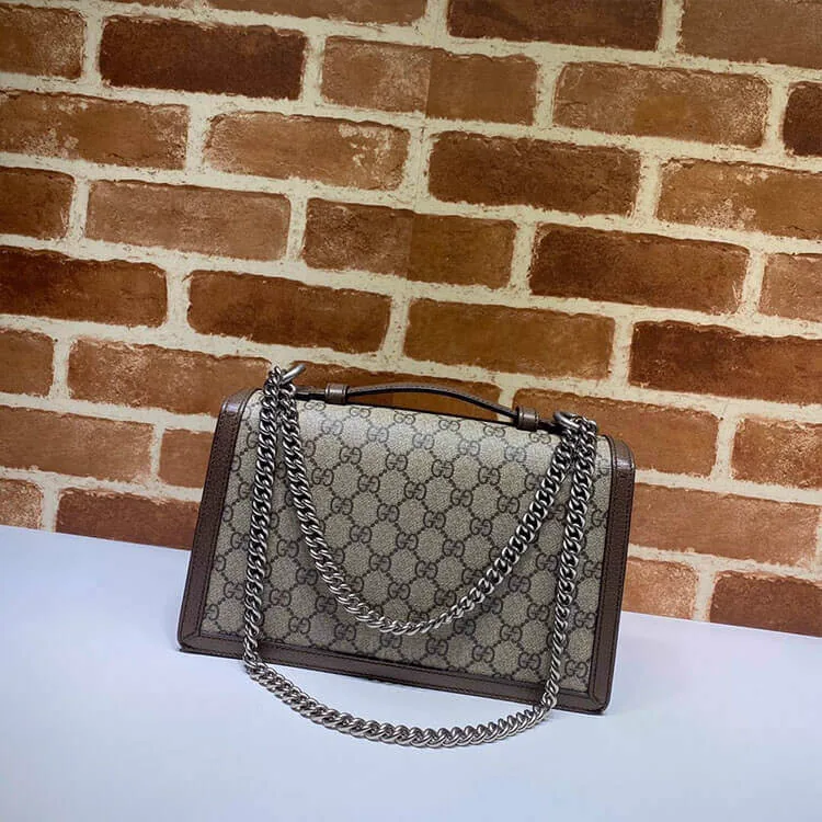 Reference image illustrating Replica Gucci Dionysus GG Top Handle Bag – Beige/Ebony GG Supreme Canvas