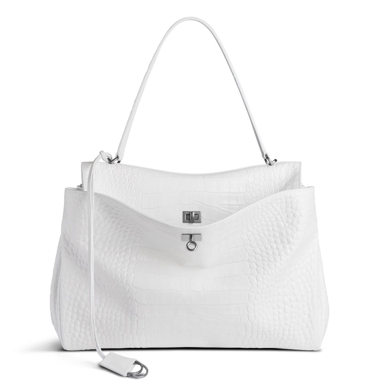 Replica Balenciaga Rodeo Large Bag White Crocodile Embossed Calfskin thumbnail