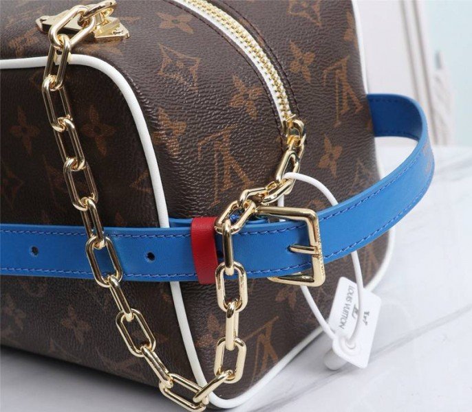 Reference image illustrating Replica Louis Vuitton x NBA Cloakroom Dopp Kit Bag: A Detailed Style Guide