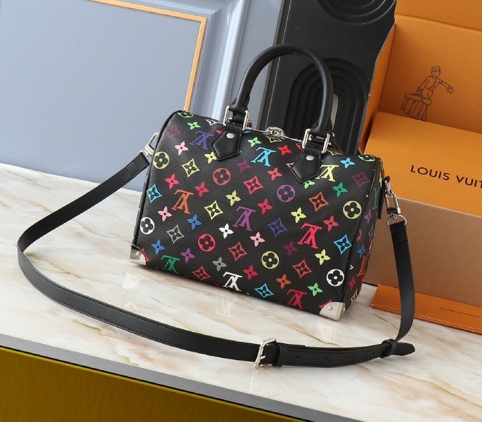 Reference image illustrating Replica LV x TM Multicolored Speedy Bandouliere 25 in Black – Design, History & Styling Guide