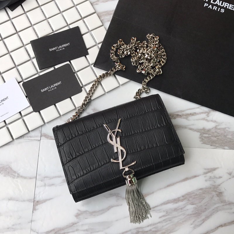 Replica Yves Saint Laurent Monogram Chain Wallet in Crocodile Embossed Shiny Leather (Unconfirmed Model) thumbnail