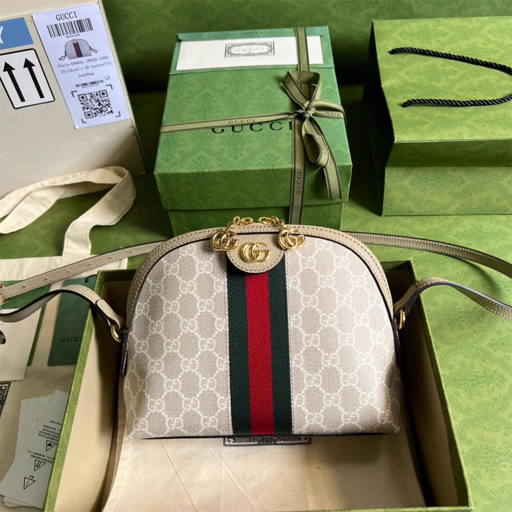 Reference image illustrating Replica Gucci Ophidia Small GG Shoulder Bag – Iconic Web Stripe Design