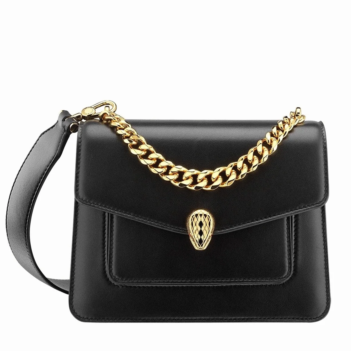 Replica Bvlgari Serpenti Forever Small Crossbody Bag with Chain Black thumbnail