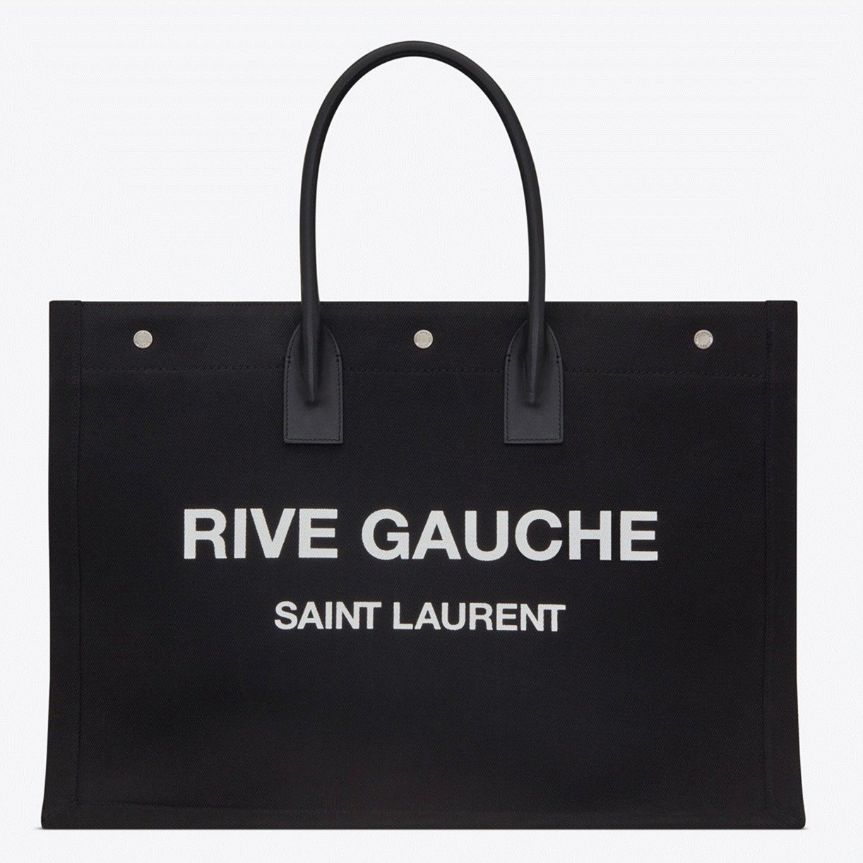 Replica Saint Laurent Rive Gauche Tote Bag Black Linen and Leather thumbnail