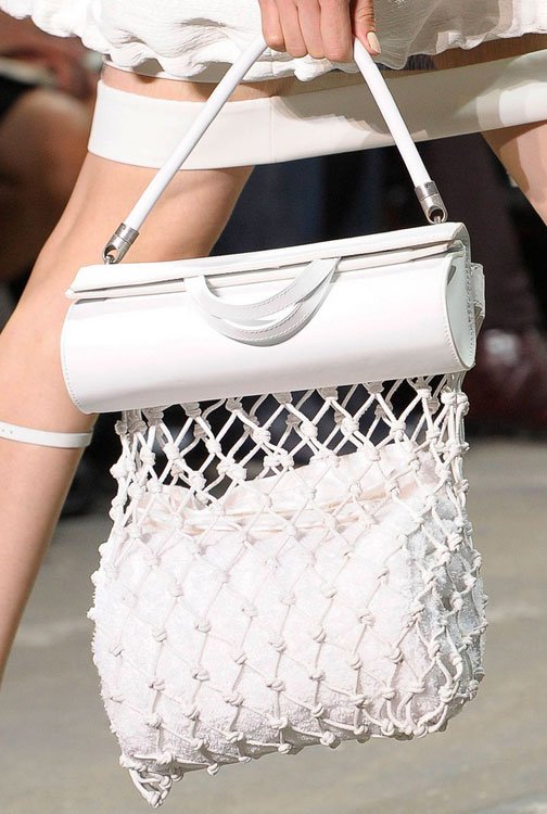 Reference image illustrating Alexander Wang Spring 2013 Handbags: Athletic Neutrals, Netting & Terrycloth on the Runway