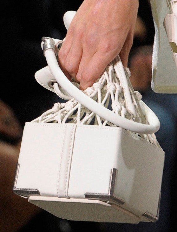 Reference image illustrating Alexander Wang Spring 2013 Handbags: Athletic Neutrals, Netting & Terrycloth on the Runway