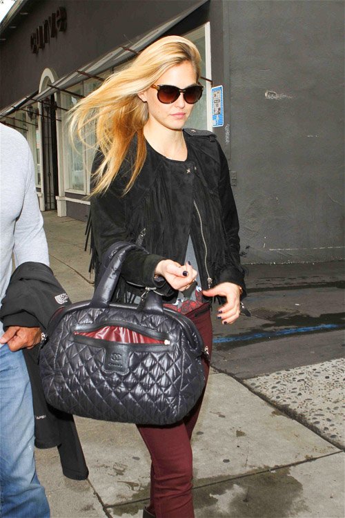 Reference image illustrating Bar Rafaeli Spotted with a Rare Chanel Coco Cocoon Puffed Lambskin Satchel