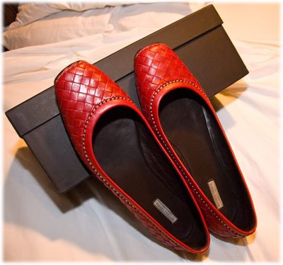 Reference image illustrating Bottega Veneta Woven Shoulder Bag & Ballet Flats