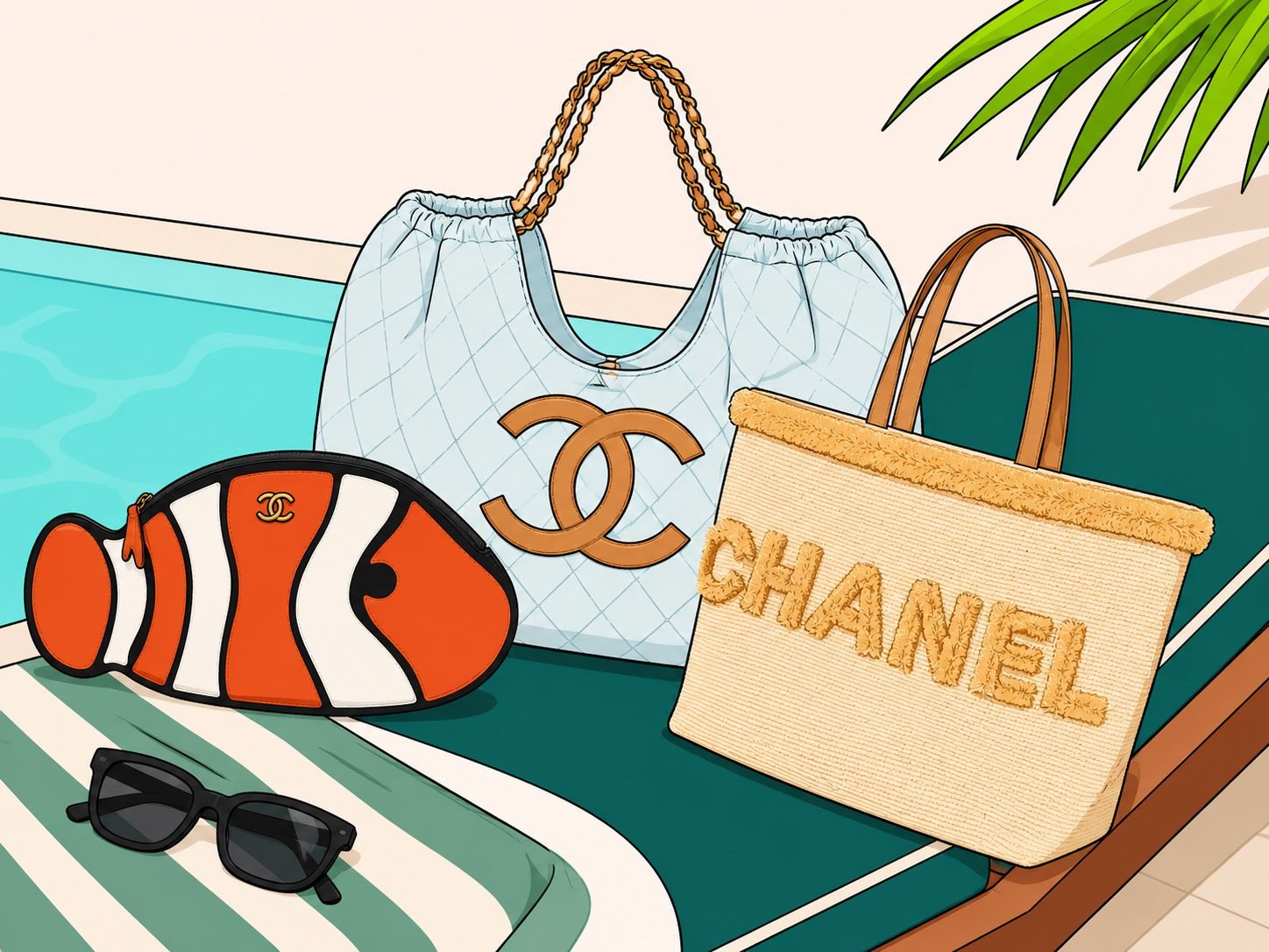 Reference image illustrating Chanel Coco Beach 2026: Raffia, Denim & Nemo-Inspired Bags for Summer