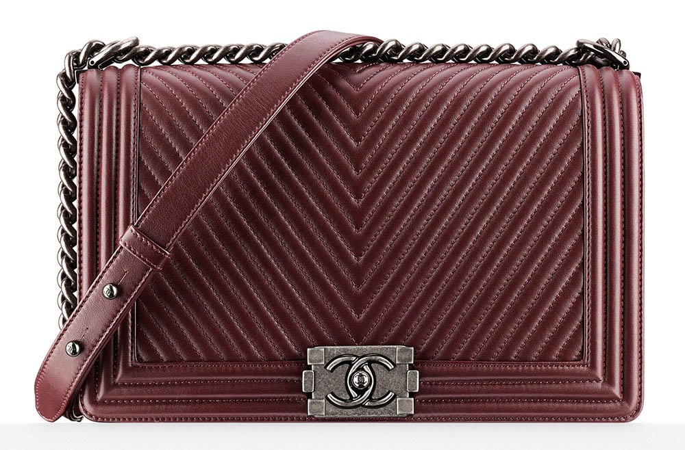 Reference image illustrating Chanel Fall 2014 Pre-Collection Bags: Python, Tweed, and Classic Flap Styles