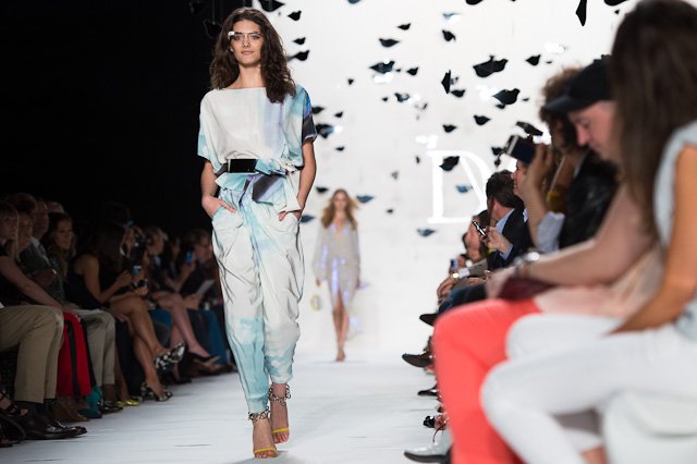 Reference image illustrating Diane von Furstenberg Spring 2013: Retro 70s Silhouettes Meet Google Glass Innovation