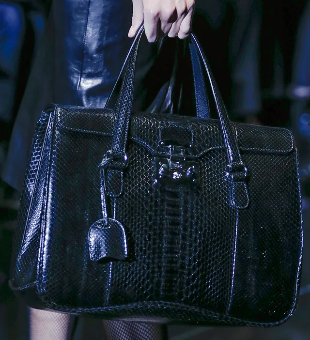 Reference image illustrating Gucci Fall 2013: Matte Black Bamboo Handles Get a Modern Makeover