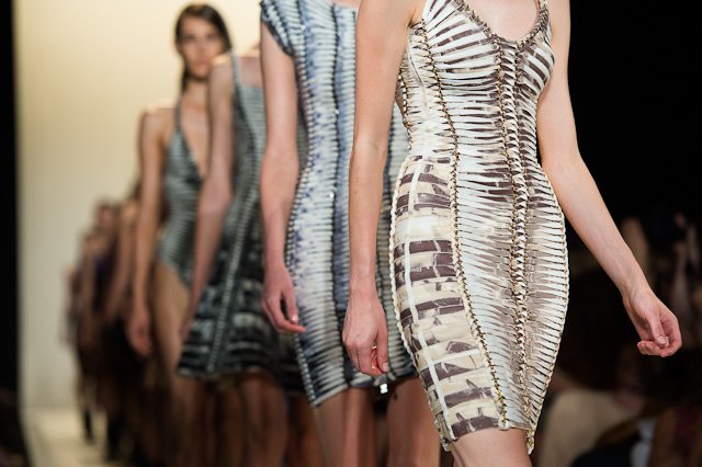 Reference image illustrating Hervé Léger Spring 2013: Subtle Silhouette Shifts and Richer Textures