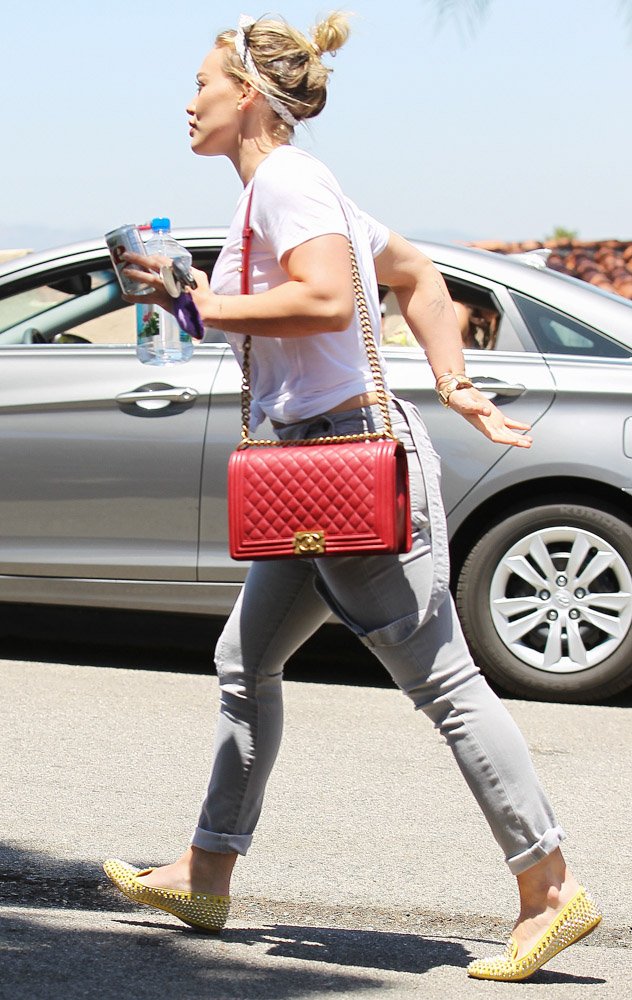 Reference image illustrating Hilary Duff Adds a Cherry Red Chanel Boy Bag to Her Coveted Collection