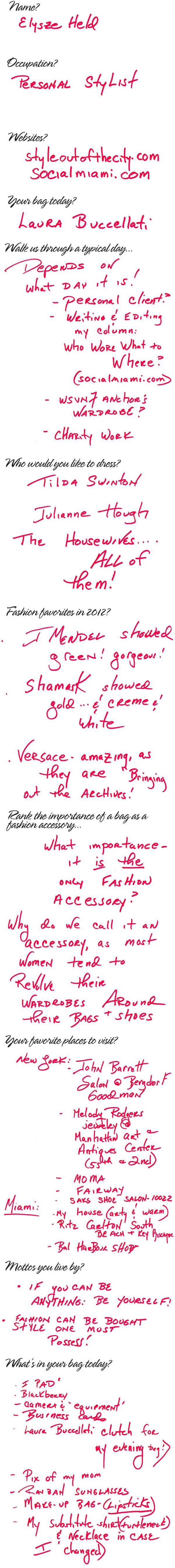Reference image illustrating Inside the Bag of Stylist Elysze Held: A Laura B Python Handbag and Curated Essentials