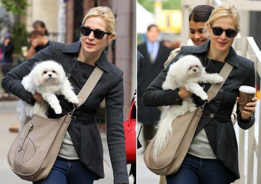 Kelly Rutherford’s Hermès Evelyne: How to Style the Etoupe Crossbody with a Puppy and Coffee thumbnail