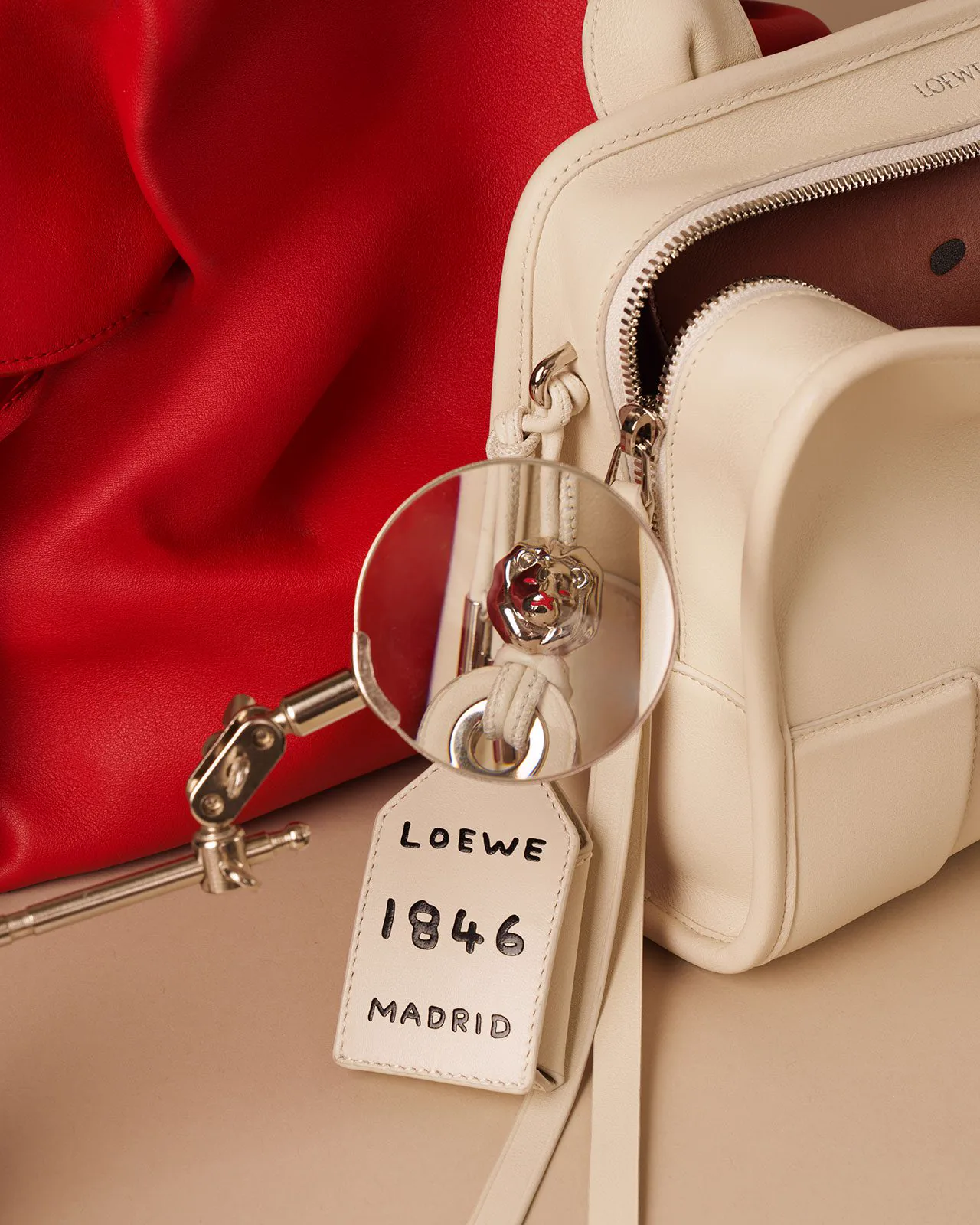 Reference image illustrating Loewe 180th Anniversary Collection: Amazona, Puzzle, and Flamenco Handbags