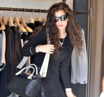 Lorde Spotted Shopping with Taylor Swift in West Hollywood Carrying a Navy Chloe Baylee Bag thumbnail