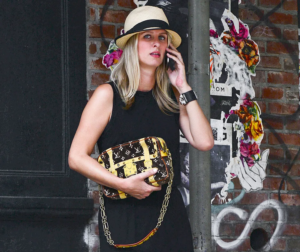 Reference image illustrating Nicky Hilton Revives a Vintage Louis Vuitton Trocadero from 2006 for a Downtown Lunch