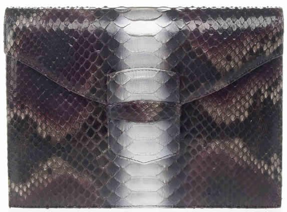Reference image illustrating Oscar de la Renta Grafton Clutch: A Holiday Party Essential in Exotic Skins
