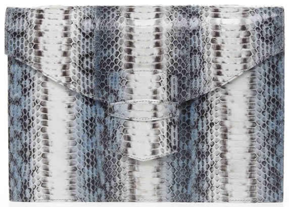 Reference image illustrating Oscar de la Renta Grafton Clutch: A Holiday Party Essential in Exotic Skins