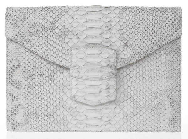 Reference image illustrating Oscar de la Renta Grafton Clutch: A Holiday Party Essential in Exotic Skins