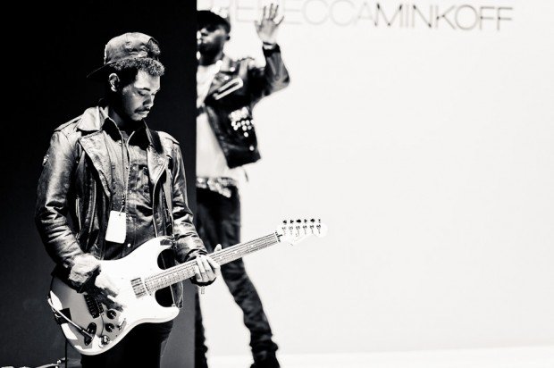 Reference image illustrating Rebecca Minkoff Fall 2012 Runway: Handbags, Sequins, and a Live Concert Vibe