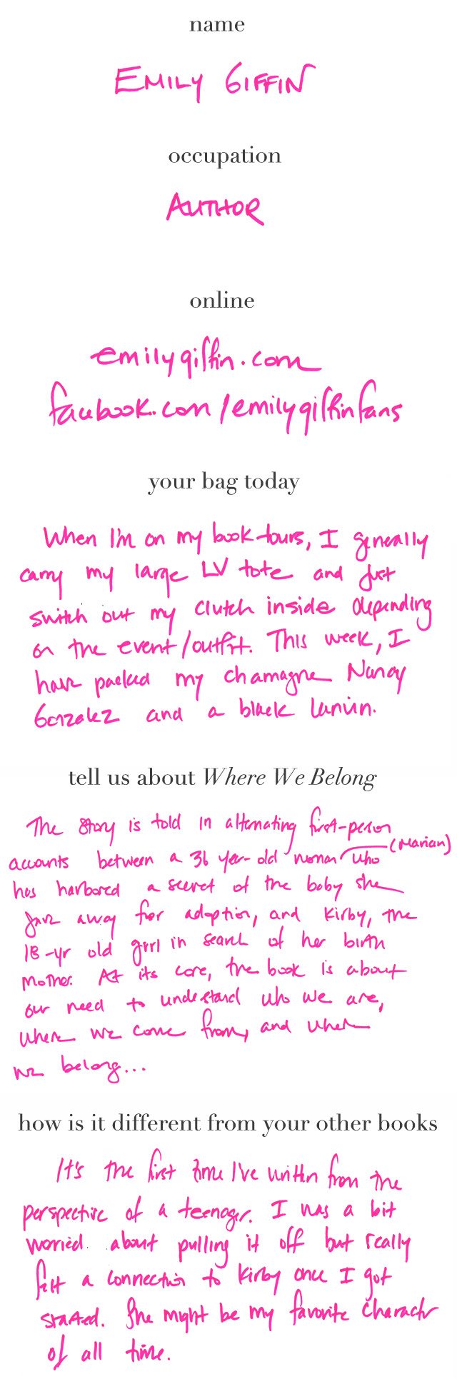 Reference image illustrating What Bestselling Author Emily Giffin Carries in Her Designer Handbag