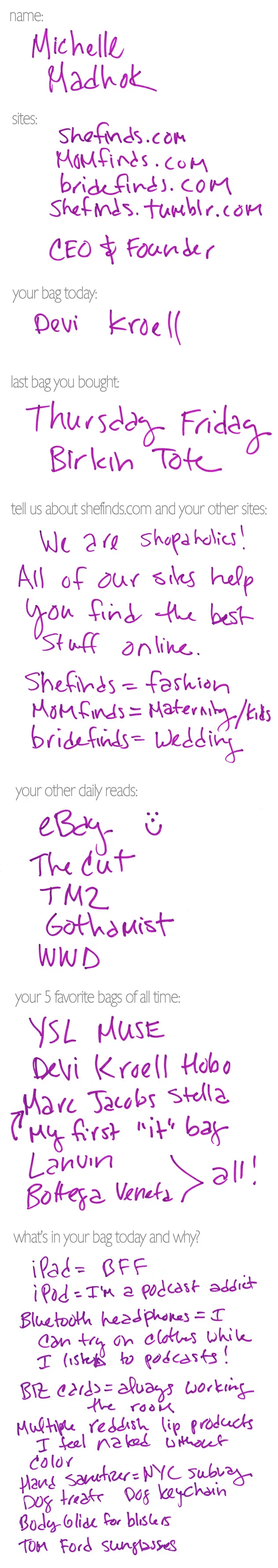Reference image illustrating What’s Inside Michelle Madhok’s Designer Handbag: A SheFinds Founder’s Everyday Carry